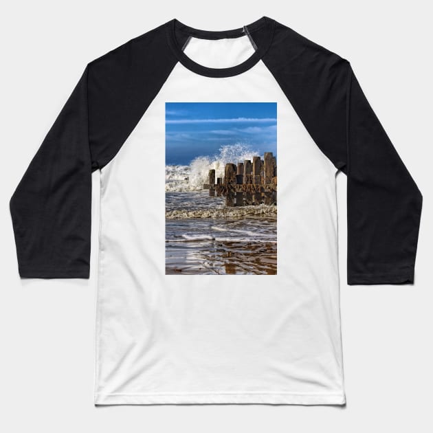 White waves on walcott beach Baseball T-Shirt by avrilharris